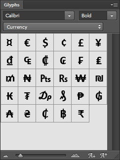 Adobe Photoshop CC 2015 panel glyphs